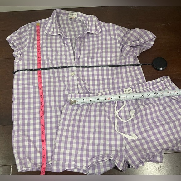 guc j crew factory/ mercantile women’s Purple Check gingham Pajama shorts set s - Picture 2 of 7